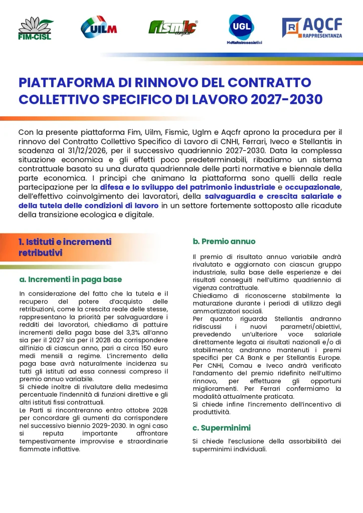 Piattaforma del rinnovo del CCSL