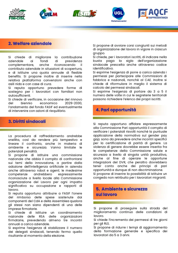 Piattaforma del rinnovo del CCSL
