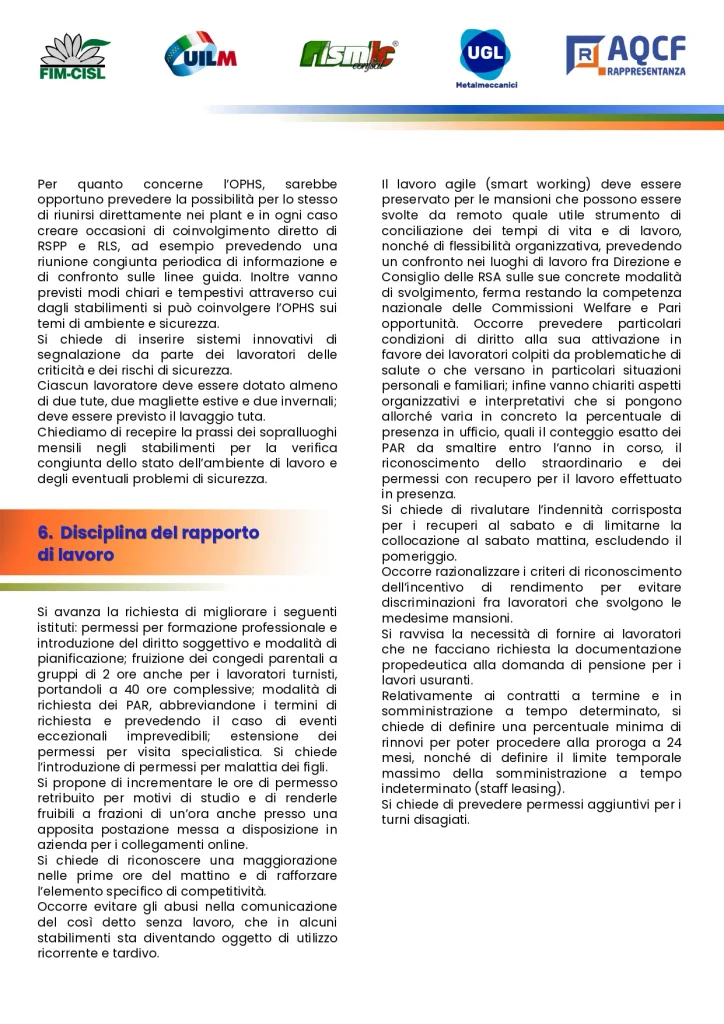 Piattaforma del rinnovo del CCSL